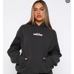 White Fox Boutique Gray and Pink Oversized Hoodie